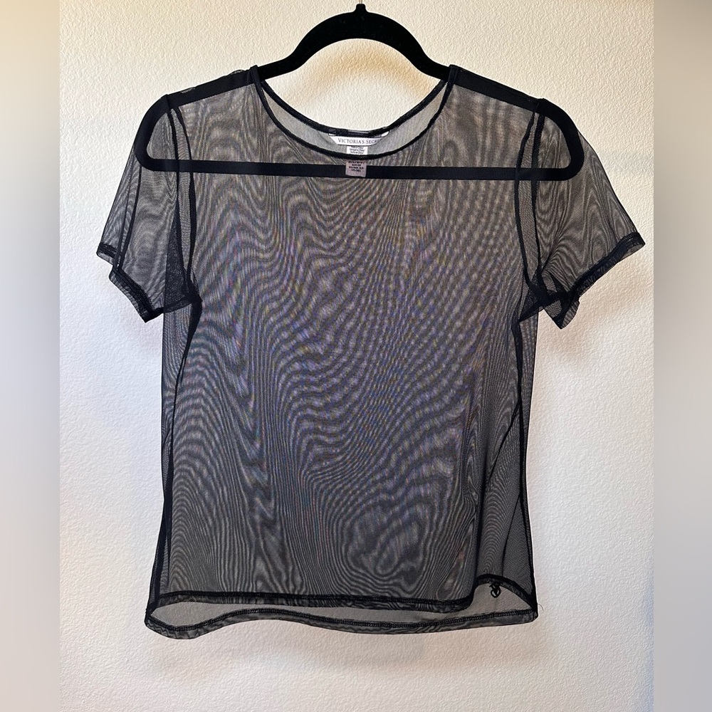 Victoria Secret Black Mesh Tee